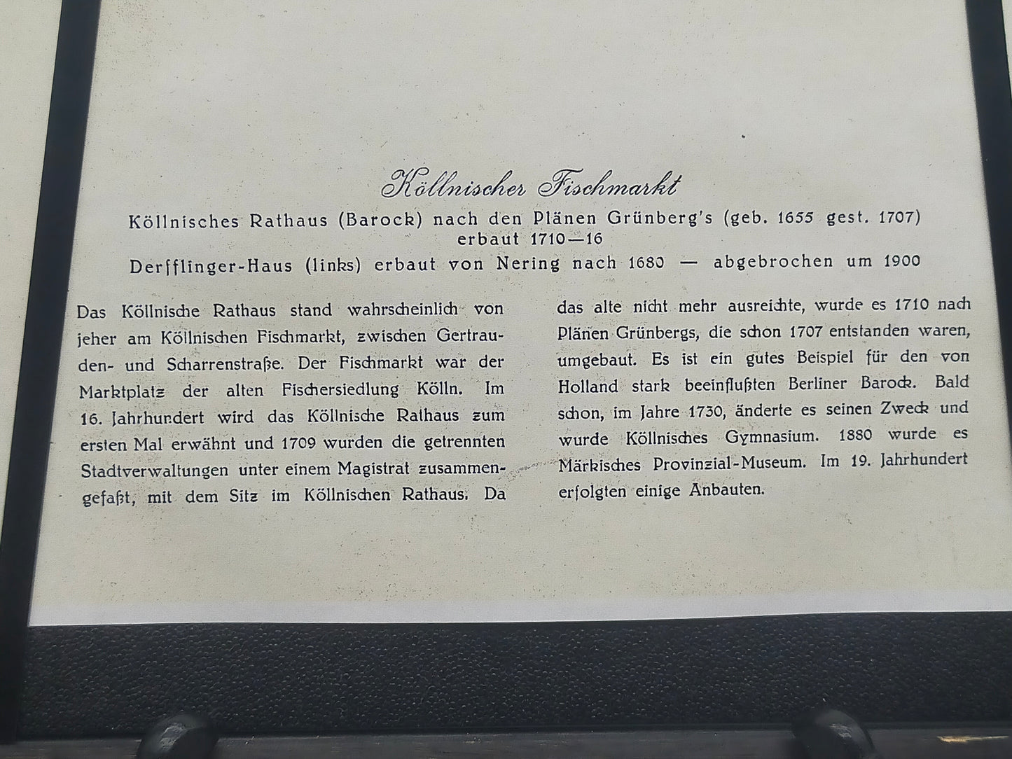 Historisches Bild Cöllnischer Fischmarkt Berlin – Edler Holzrahmen