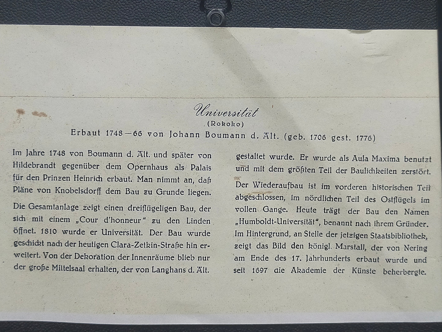 Historischer Bild  – Das Universitätsgebäude in Berlin (Rokoko)