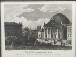 Historischer Bild: Die St. Hedwigskirche in Berlin – Stahlstich gerahmt