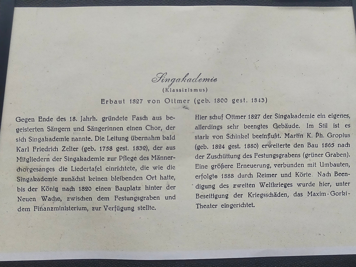 Historisches Bild Singakademie Berlin – Klassizismus Architektur
