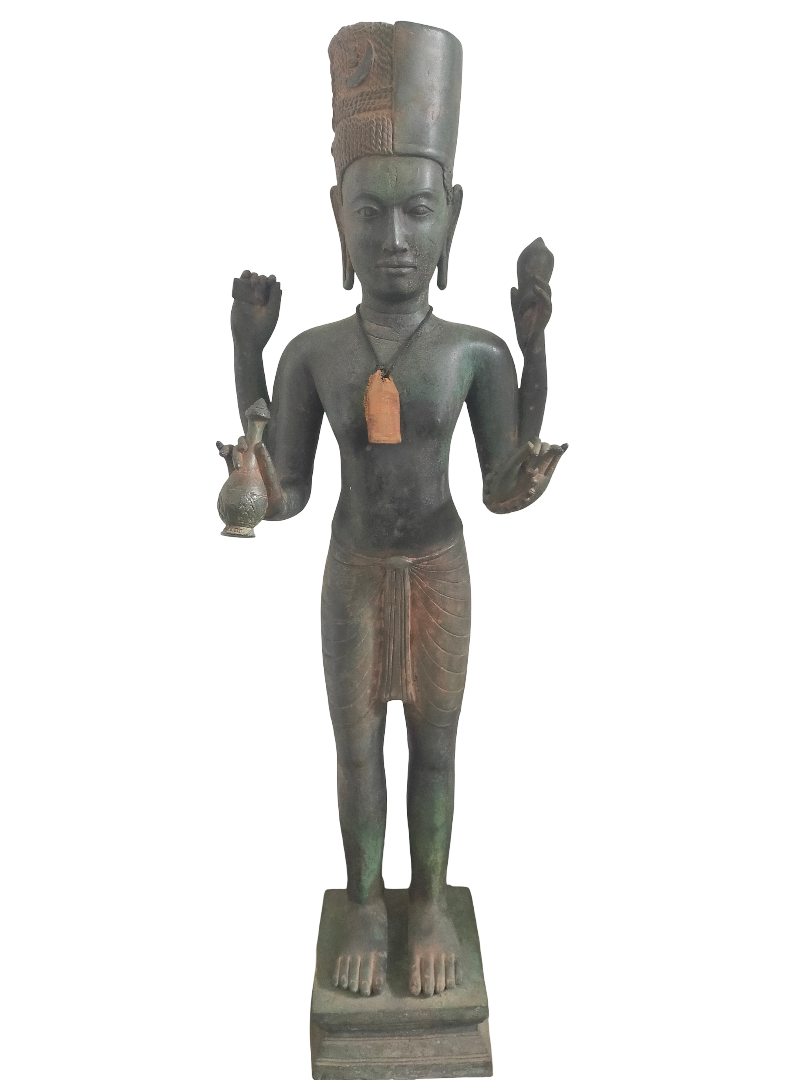 Große Bronze Skulptur Vishnu – Antiker Stil, Spirituelle Dekoration