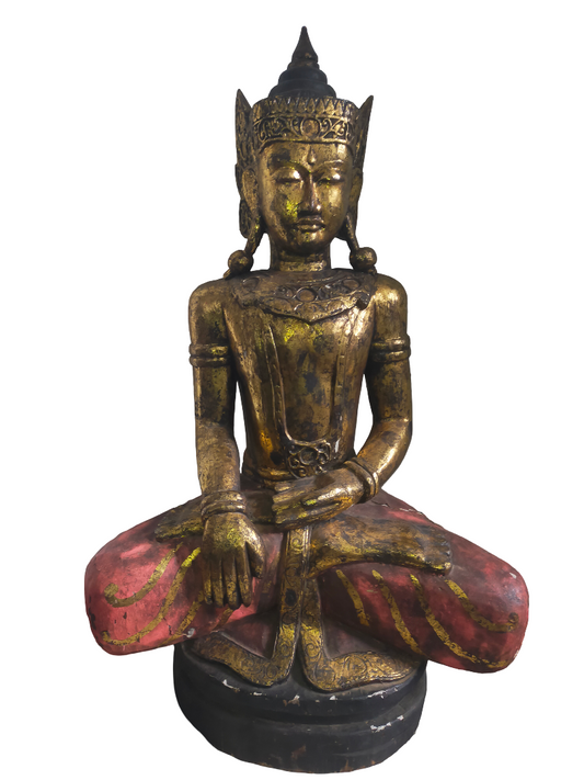 Antike Buddha Statue vergoldet – Spirituelle Dekoration