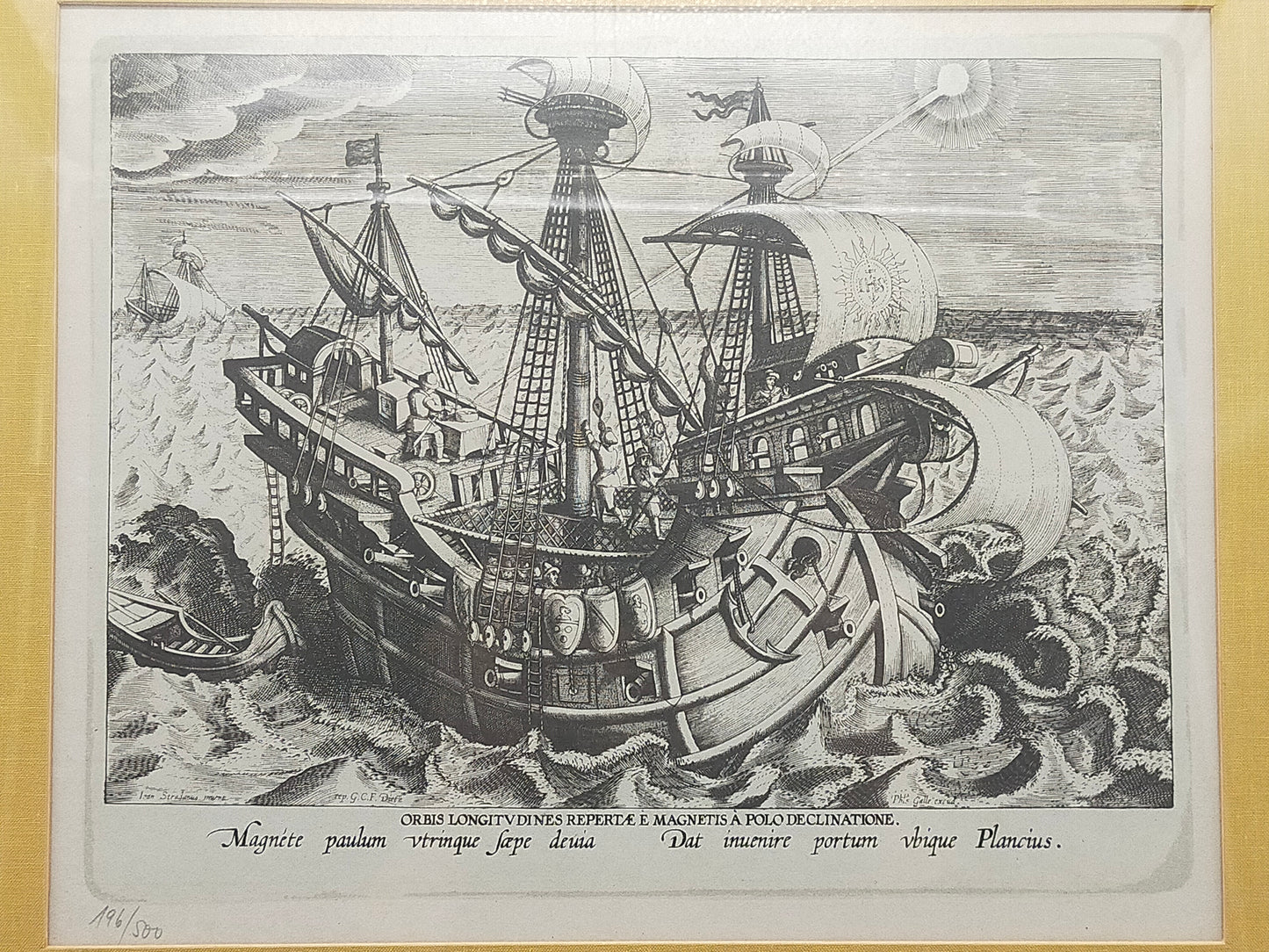Historisches Bild "Orbis Longitudines" – Ioan Stradanus Maritimer Kupferstich
