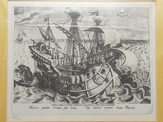 Historisches Bild "Orbis Longitudines" – Ioan Stradanus Maritimer Kupferstich