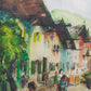 Historisches Original Aquarell Alpenländische Dorfscene – Signiert W. Howard 42