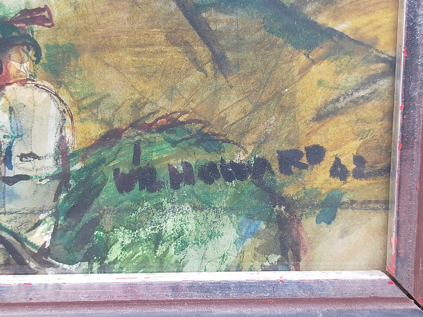 Historisches Original Aquarell Alpenländische Dorfscene – Signiert W. Howard 42