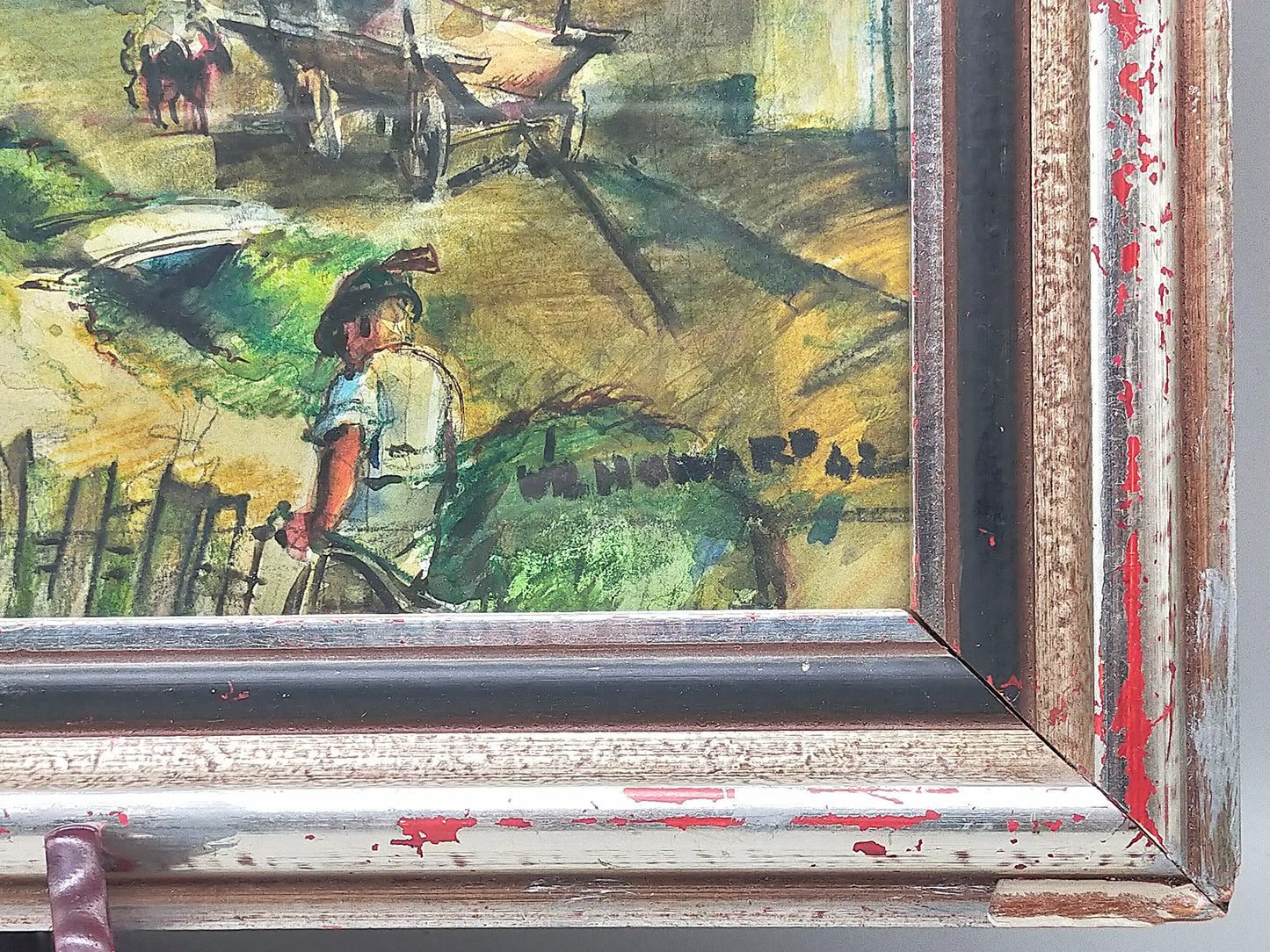 Historisches Original Aquarell Alpenländische Dorfscene – Signiert W. Howard 42