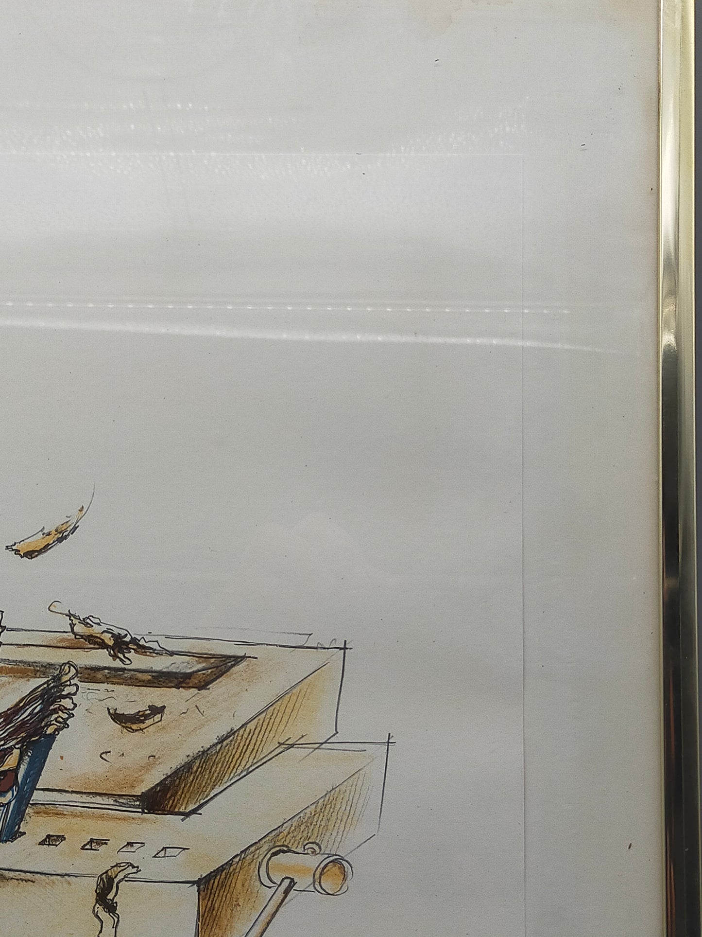 Peter Freese Lithografie 1988 – Limitierte Kunst im goldenen Rahmen - Signiert