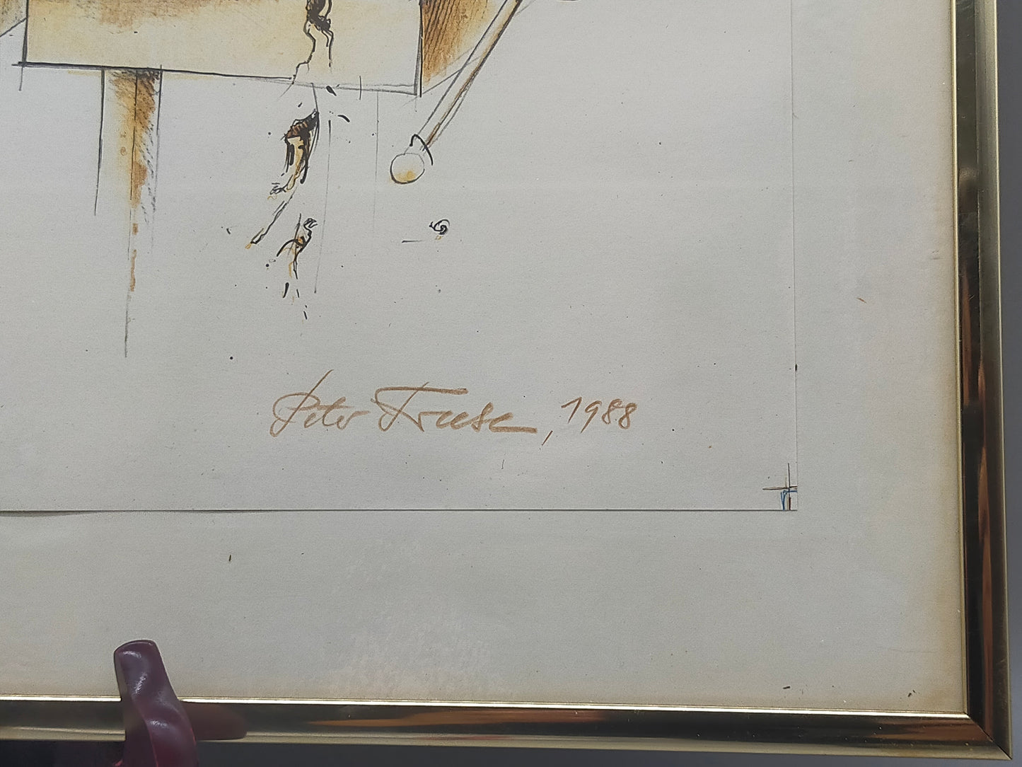 Peter Freese Lithografie 1988 – Limitierte Kunst im goldenen Rahmen - Signiert