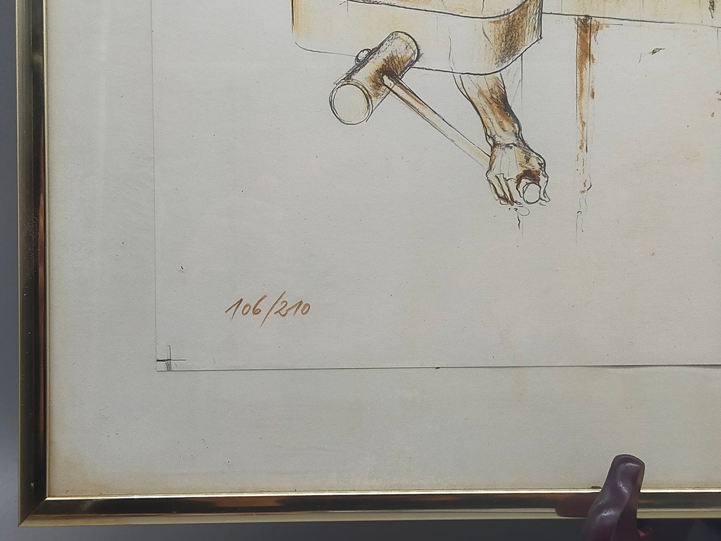 Peter Freese Lithografie 1988 – Limitierte Kunst im goldenen Rahmen - Signiert