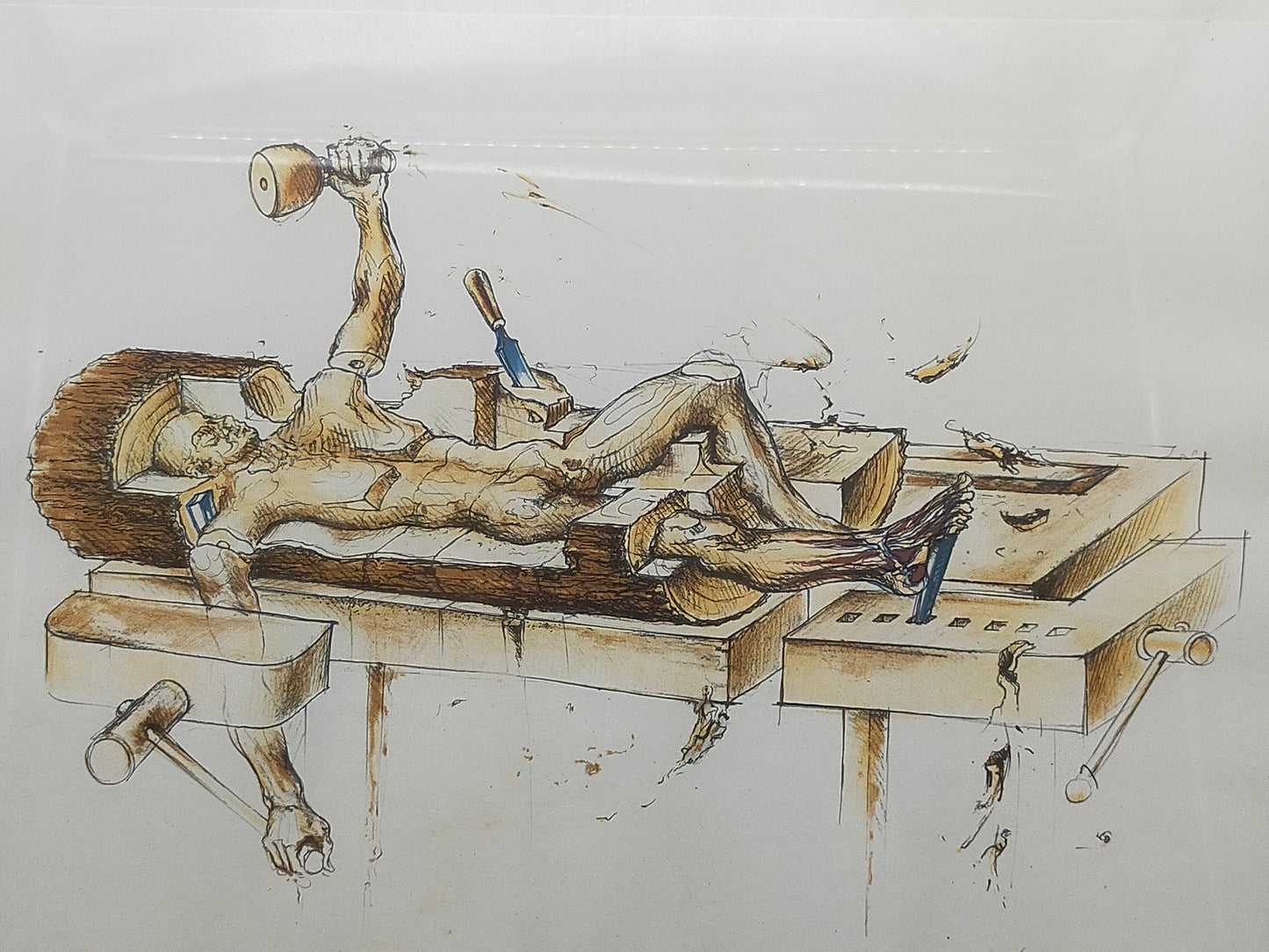 Peter Freese Lithografie 1988 – Limitierte Kunst im goldenen Rahmen - Signiert