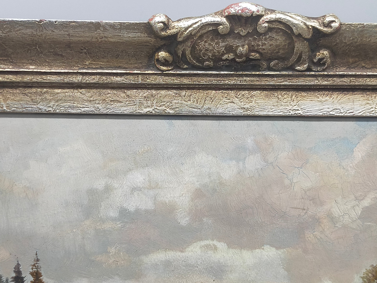 Ölgemälde Berglandschaft von R. Rödel – Prunkrahmen Gold Dekor - Signiert