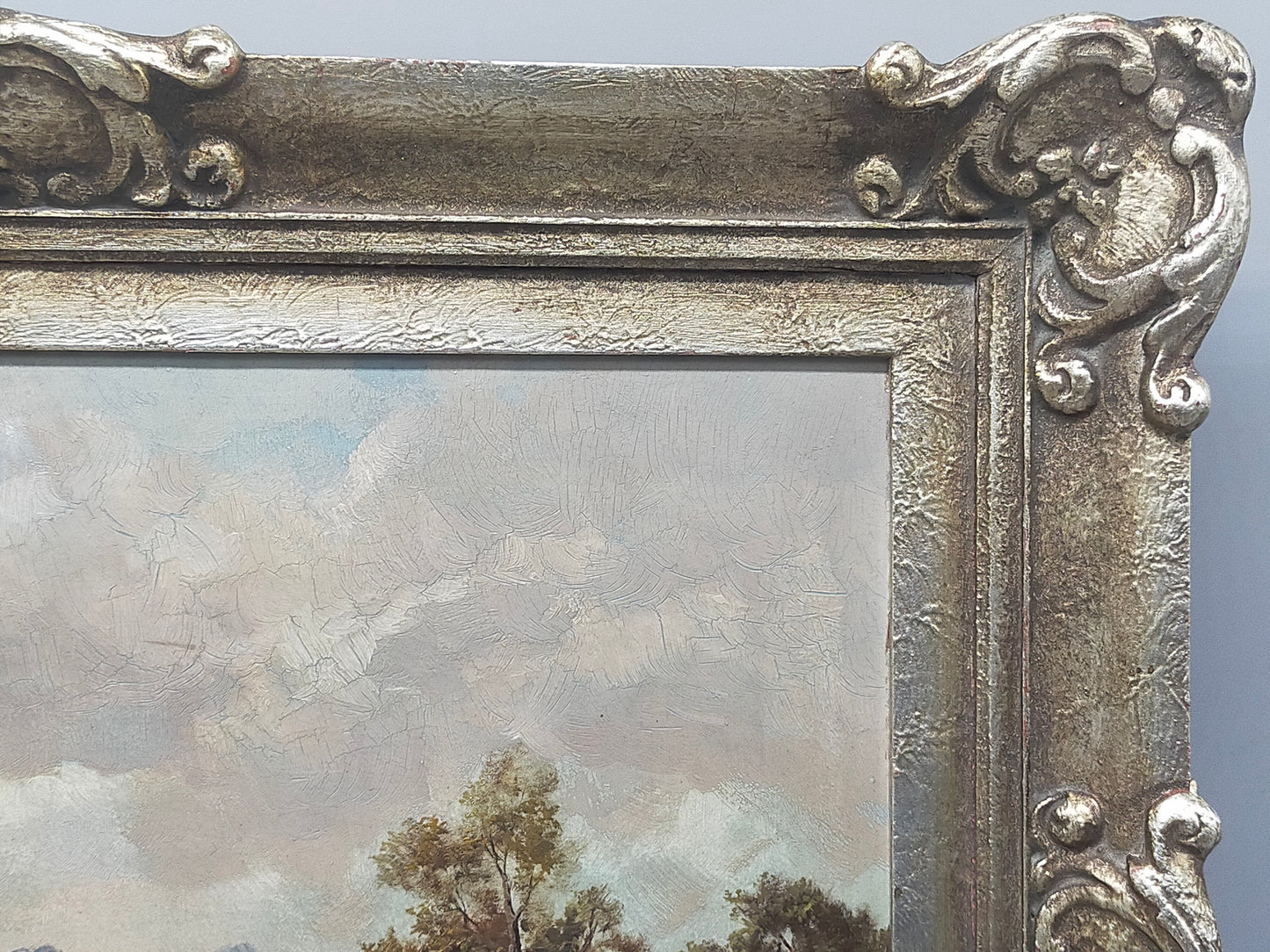 Ölgemälde Berglandschaft von R. Rödel – Prunkrahmen Gold Dekor - Signiert