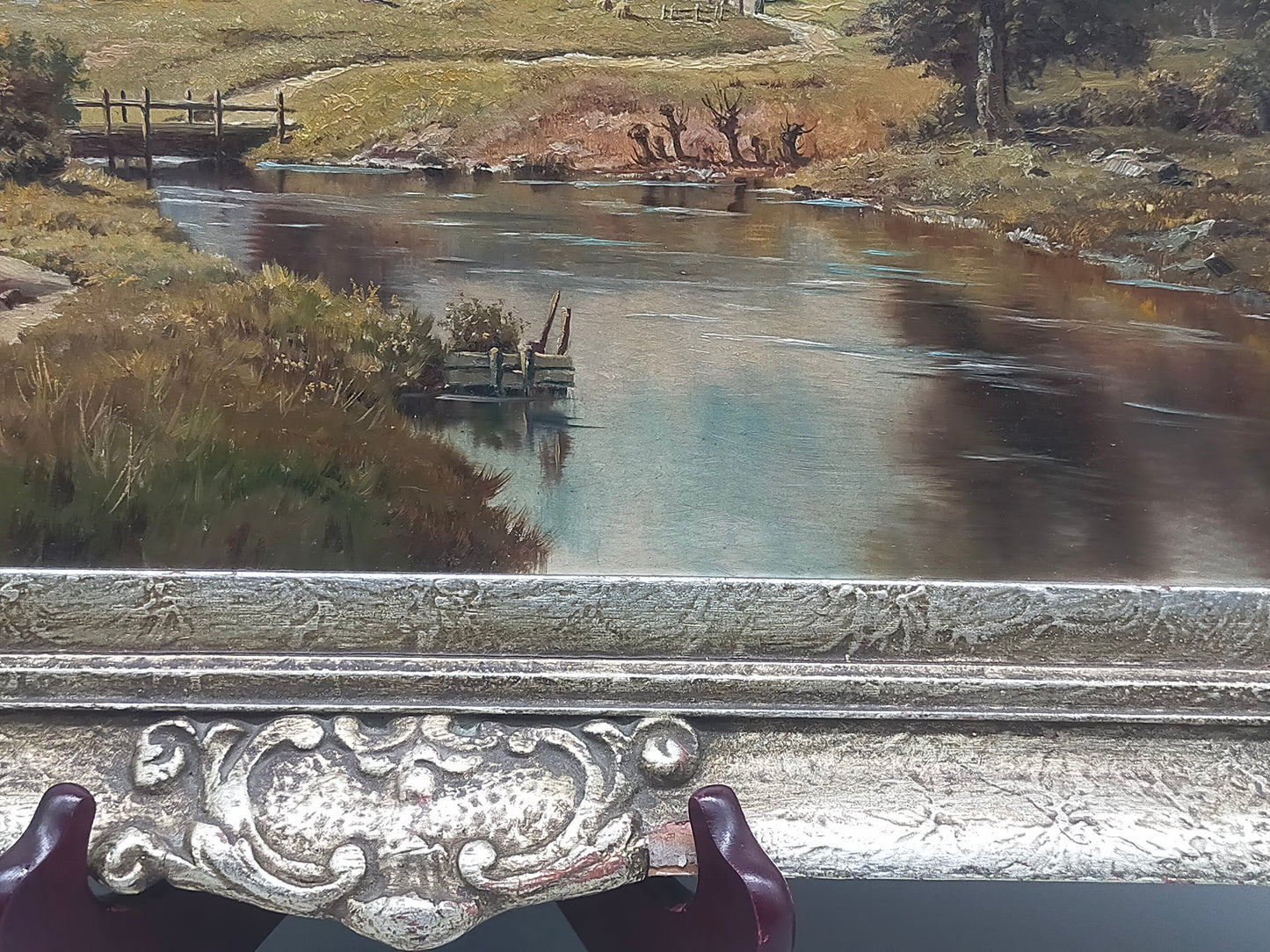 Ölgemälde Berglandschaft von R. Rödel – Prunkrahmen Gold Dekor - Signiert