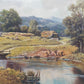 Ölgemälde Berglandschaft von R. Rödel – Prunkrahmen Gold Dekor - Signiert
