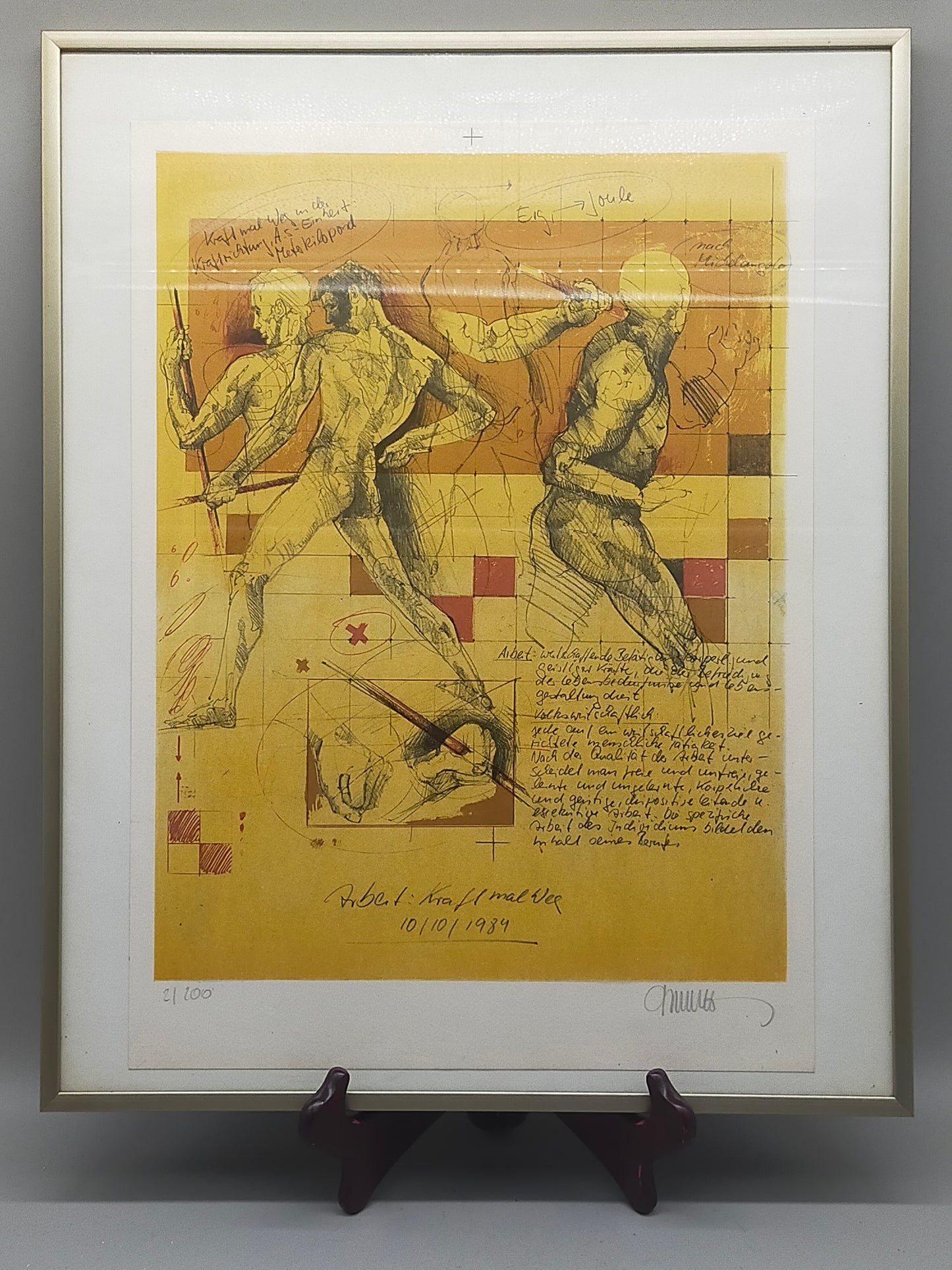 Limitierte Grafik „Arbeit: Kraft mal Weg“ – Signiertes Kunstwerk (1984)