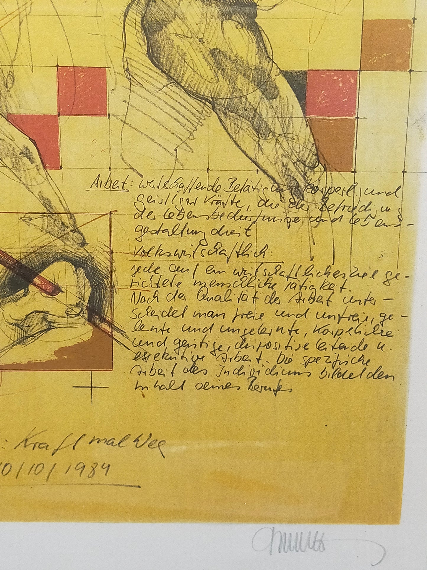 Limitierte Grafik „Arbeit: Kraft mal Weg“ – Signiertes Kunstwerk (1984)