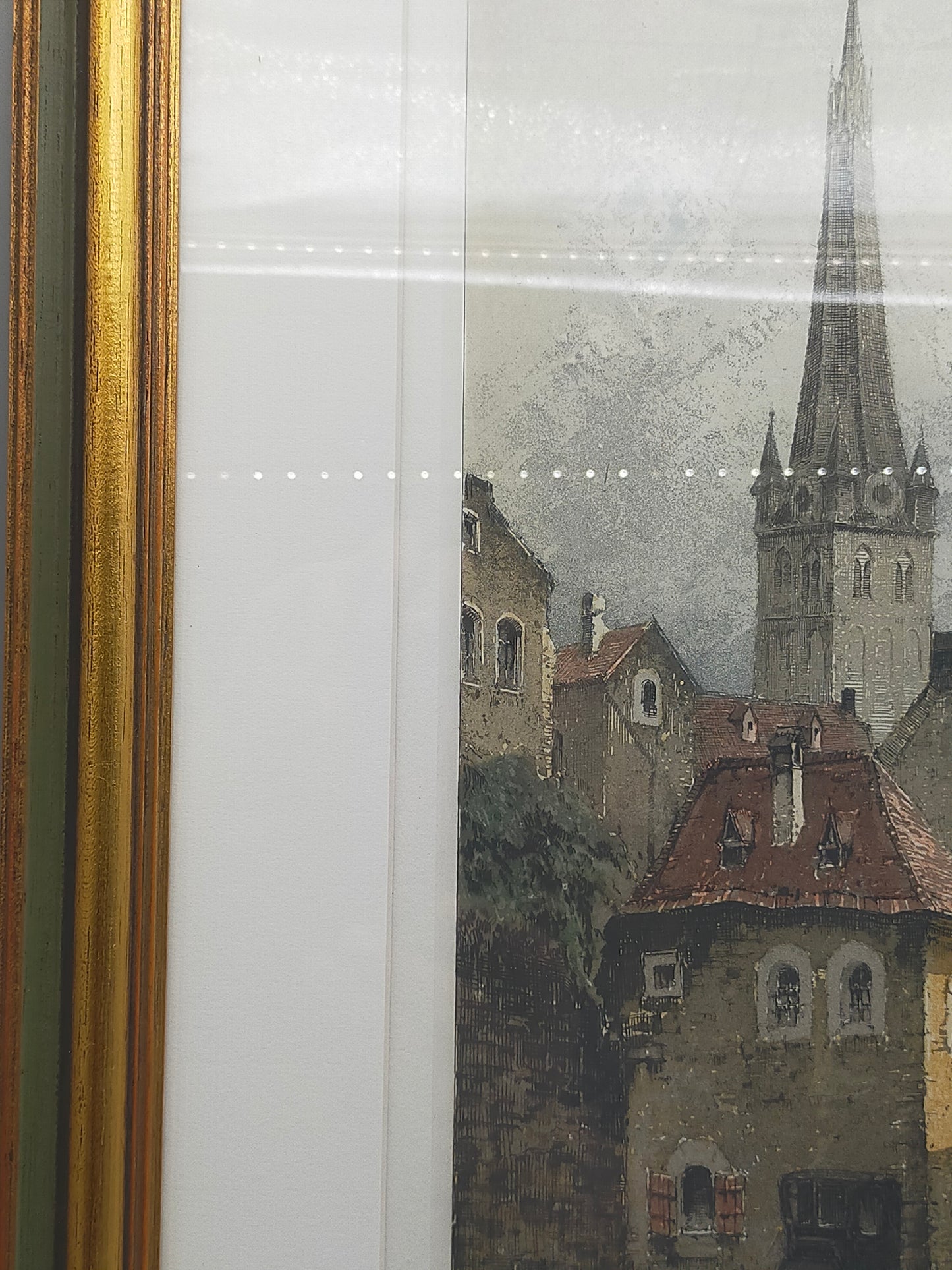 Josef Eidenberger Farbradierung – Düsseldorf Altstadt Lambertuskirche - Signiert