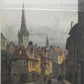 Josef Eidenberger Farbradierung – Düsseldorf Altstadt Lambertuskirche - Signiert