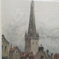 Josef Eidenberger Farbradierung – Düsseldorf Altstadt Lambertuskirche - Signiert