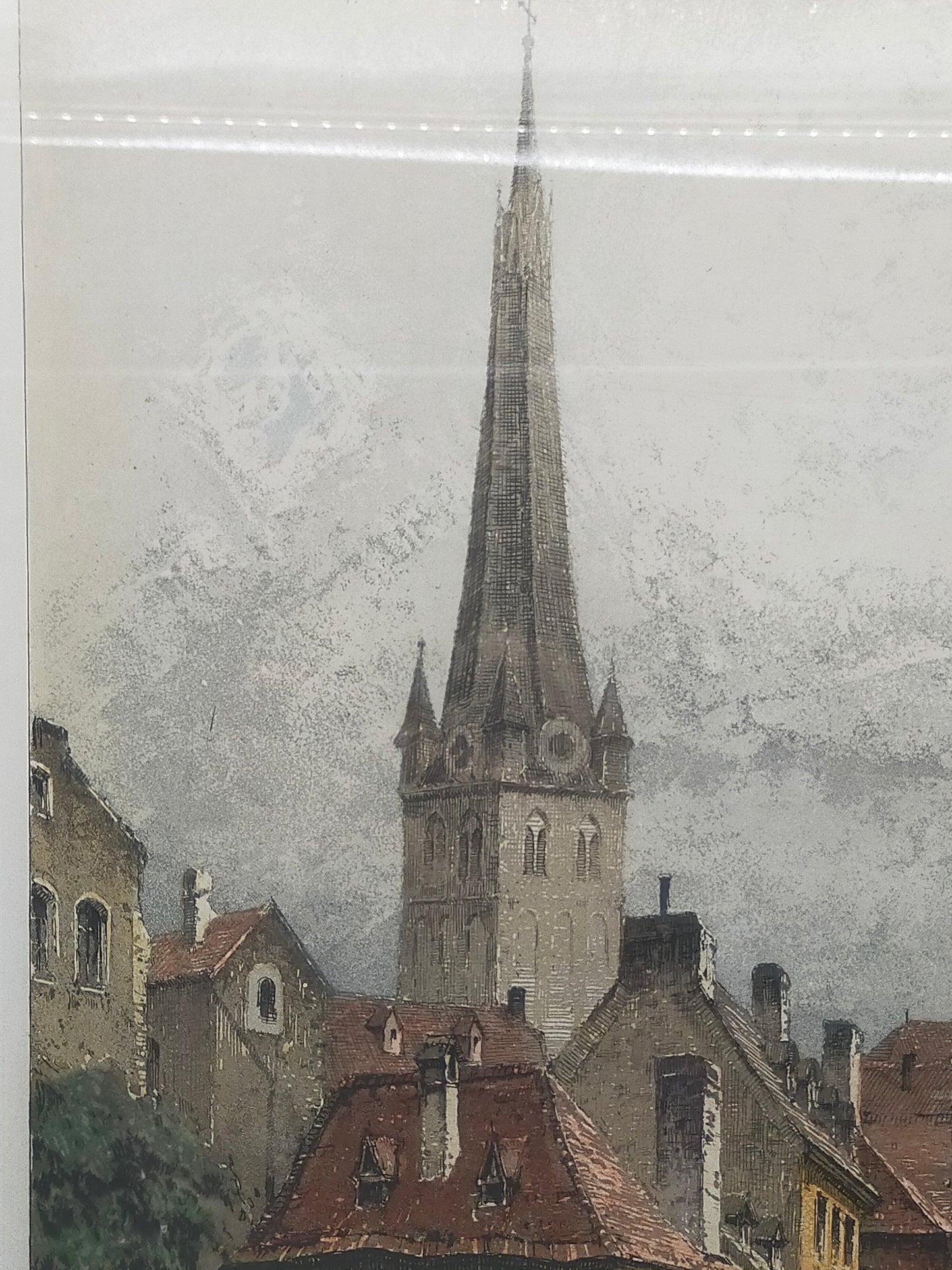 Josef Eidenberger Farbradierung – Düsseldorf Altstadt Lambertuskirche - Signiert