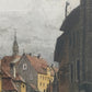Josef Eidenberger Farbradierung – Düsseldorf Altstadt Lambertuskirche - Signiert