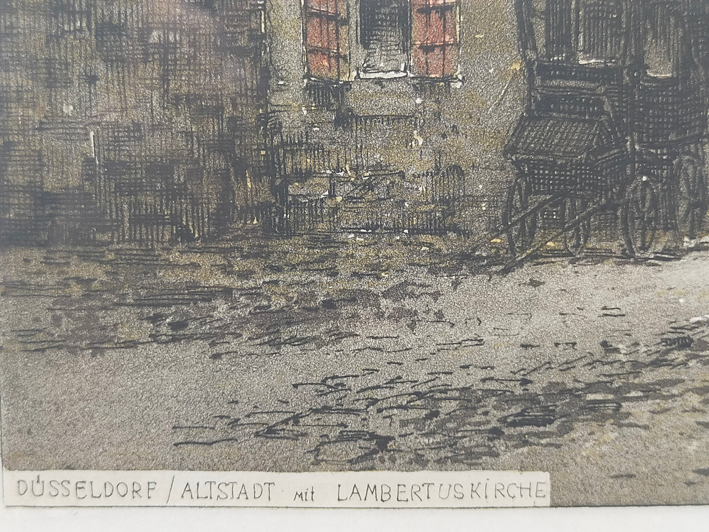 Josef Eidenberger Farbradierung – Düsseldorf Altstadt Lambertuskirche - Signiert