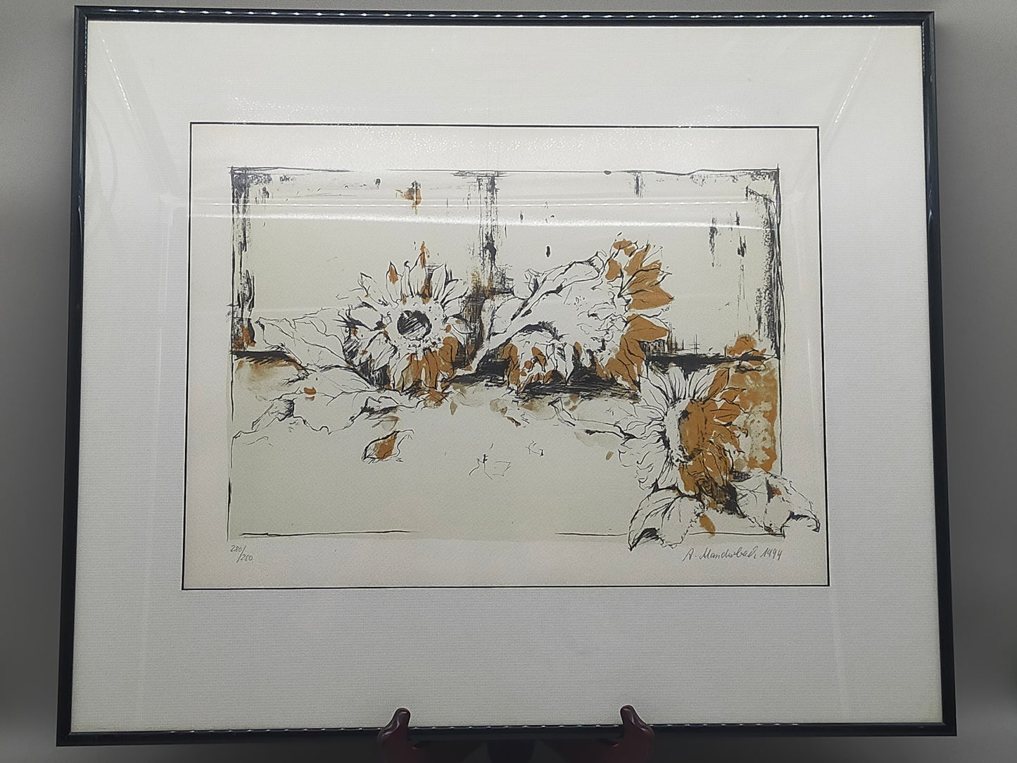 Anja Manderbach Original Grafik Sonnenblumen – Signiert & Limitiert 1994