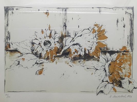 Anja Manderbach Original Grafik Sonnenblumen – Signiert & Limitiert 1994