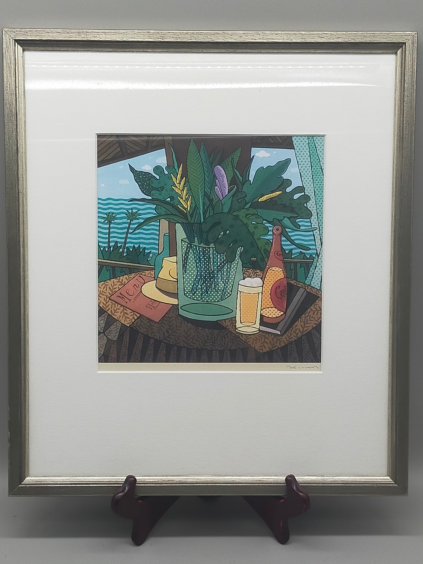 Farbenfroher Kunstdruck – Maritimes Stillleben von M. Kunz - Signiert