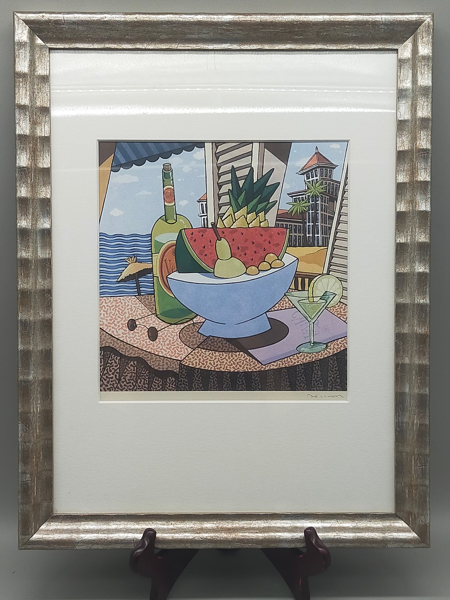 Fernando Bellver Farblithografie – Mediterranes Stillleben im Rahmen
