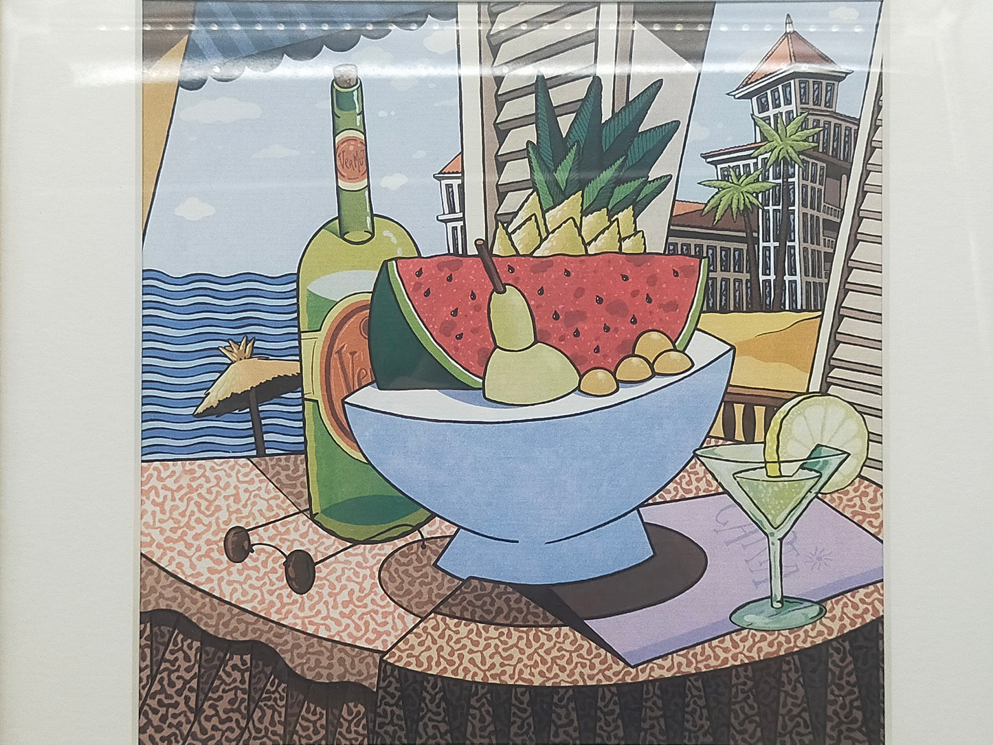 Fernando Bellver Farblithografie – Mediterranes Stillleben im Rahmen
