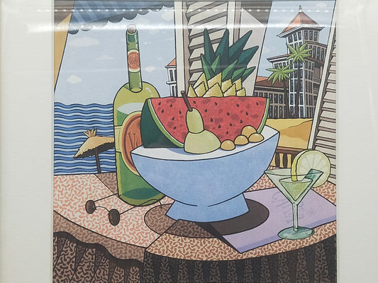 Fernando Bellver Farblithografie – Mediterranes Stillleben im Rahmen