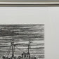 Maritime Kohlezeichnung „Fischerboot auf See“ – Signiert & Gerahmt (2001)