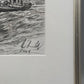 Maritime Kohlezeichnung „Fischerboot auf See“ – Signiert & Gerahmt (2001)