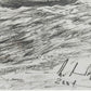 Maritime Kohlezeichnung „Fischerboot auf See“ – Signiert & Gerahmt (2001)