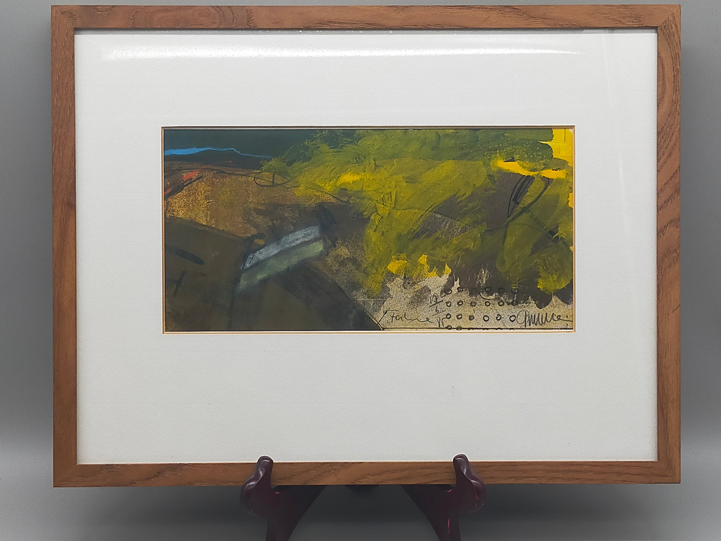 Abstrakte Komposition von Thiele – Signierte Grafik im Holzrahmen