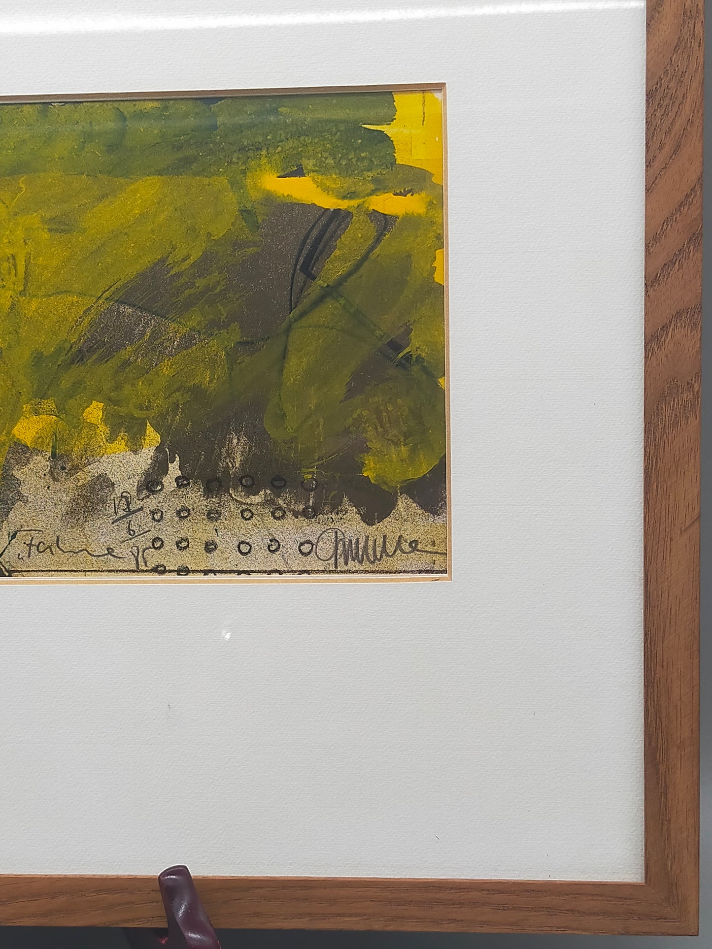 Abstrakte Komposition von Thiele – Signierte Grafik im Holzrahmen