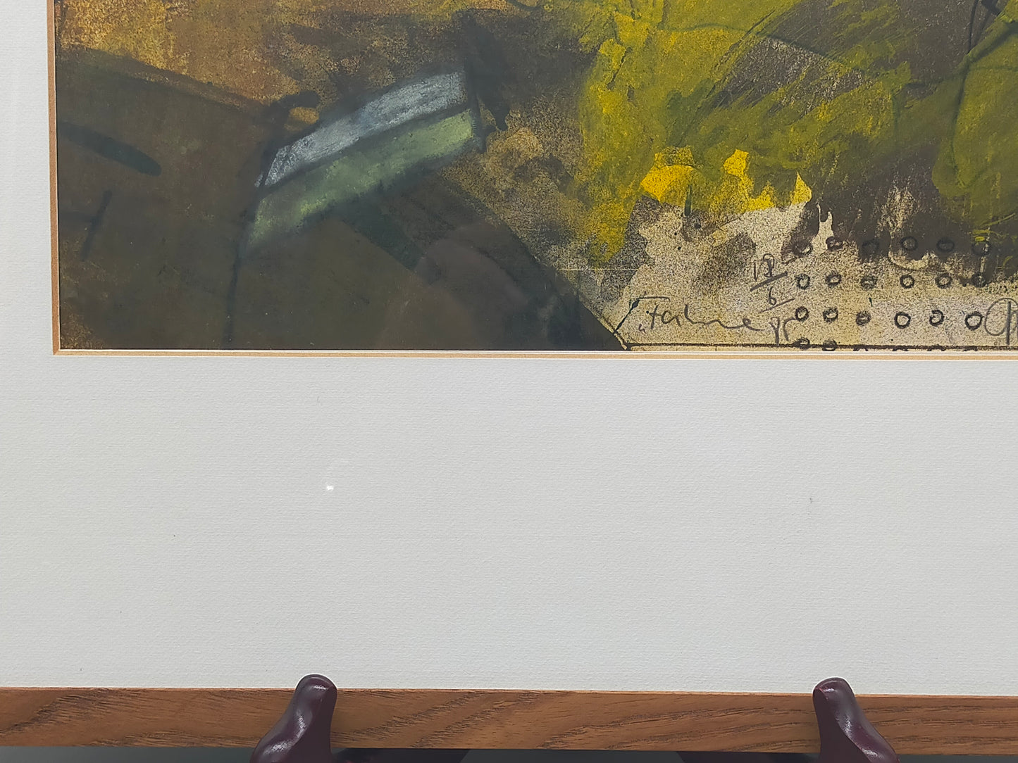 Abstrakte Komposition von Thiele – Signierte Grafik im Holzrahmen