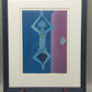 Moderner Kunstdruck "Fürwald" im Rahmen – Abstrakte Blau-Violette Figur - 1996