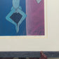 Moderner Kunstdruck "Fürwald" im Rahmen – Abstrakte Blau-Violette Figur - 1996