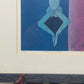 Moderner Kunstdruck "Fürwald" im Rahmen – Abstrakte Blau-Violette Figur - 1996