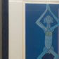 Moderner Kunstdruck "Fürwald" im Rahmen – Abstrakte Blau-Violette Figur - 1996