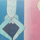 Moderner Kunstdruck "Fürwald" im Rahmen – Abstrakte Blau-Violette Figur - 1996