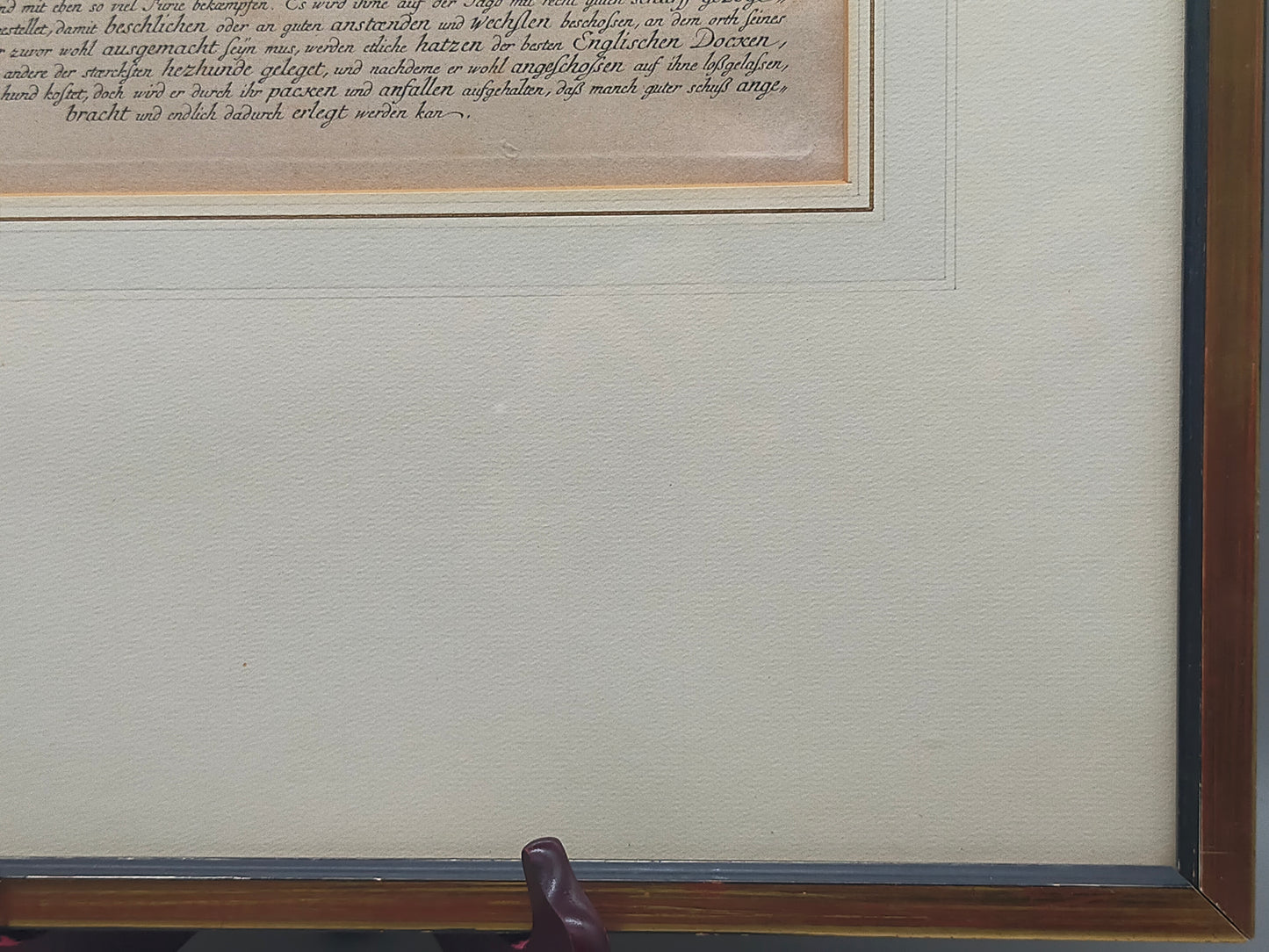 Antiker Kupferstich „Der Auer Ochse“ – J. El. Ridinger, Goldrahmen