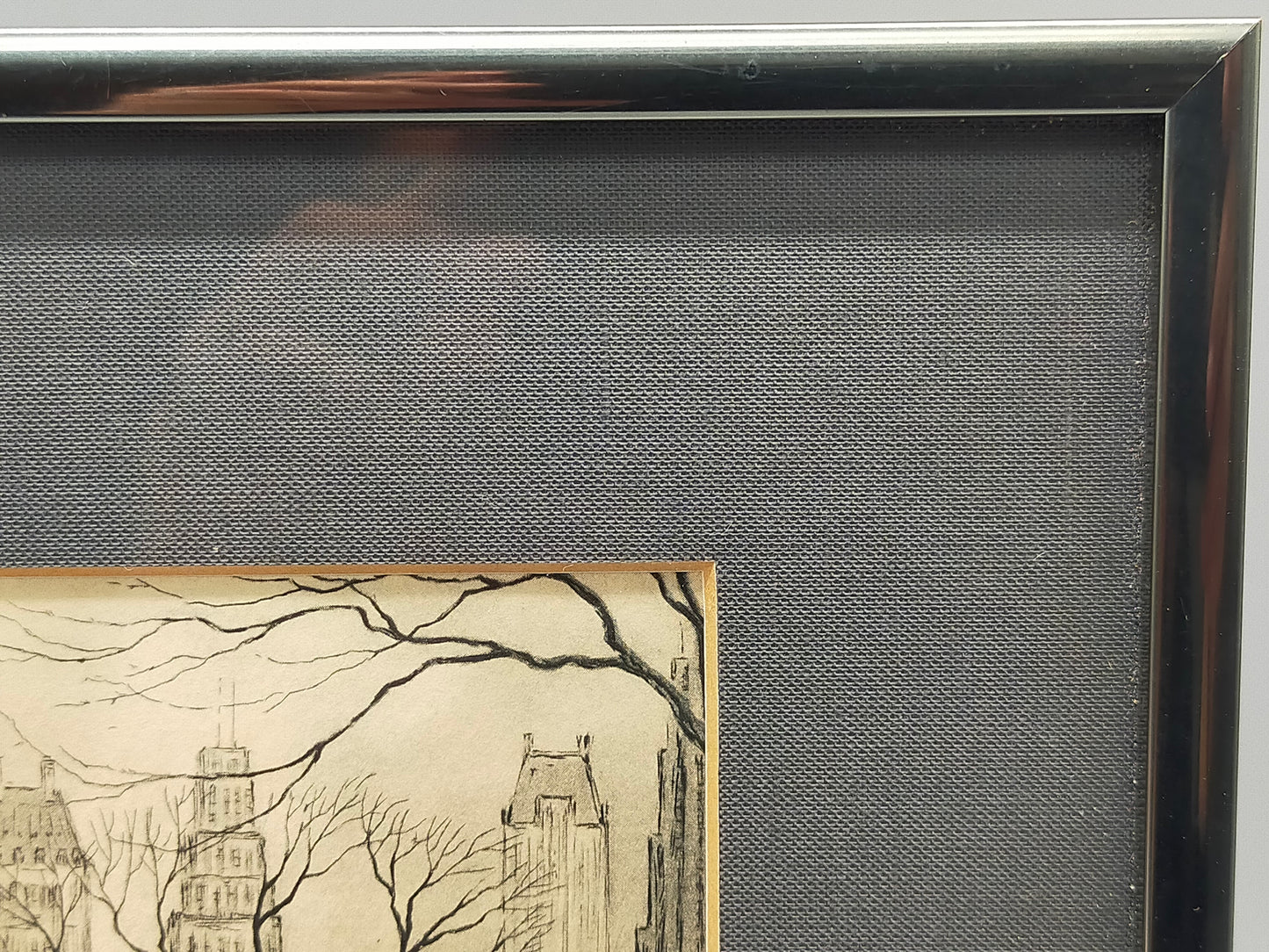 Vintage New York City Central Park Skizze – Gerahmtes Kunstwerk mit Widmung