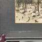 Vintage New York City Central Park Skizze – Gerahmtes Kunstwerk mit Widmung