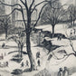 Vintage New York City Central Park Skizze – Gerahmtes Kunstwerk mit Widmung