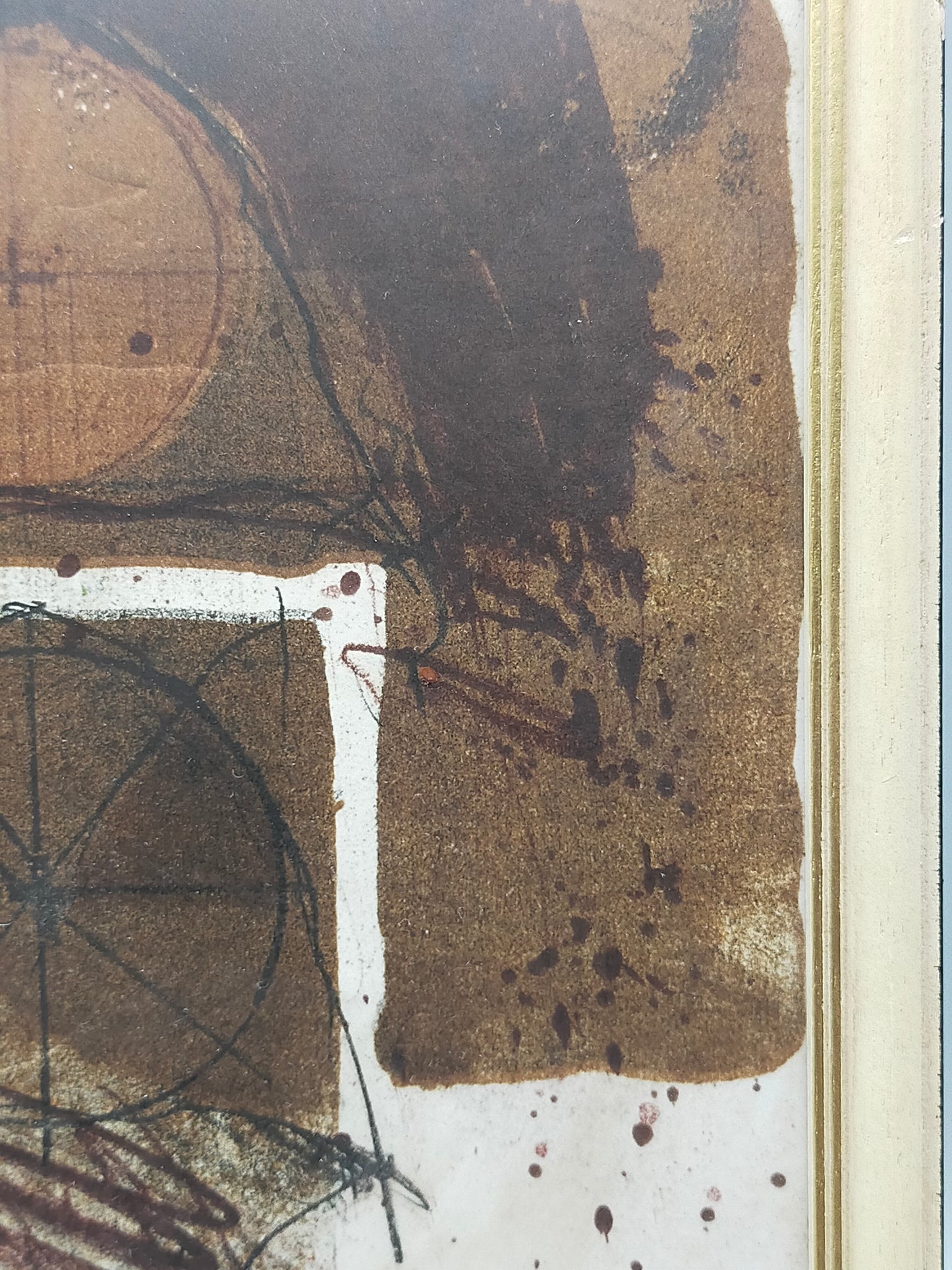 Abstrakte Kunstgrafik im Goldrahmen – Handsigniert & Limitiert (1989)