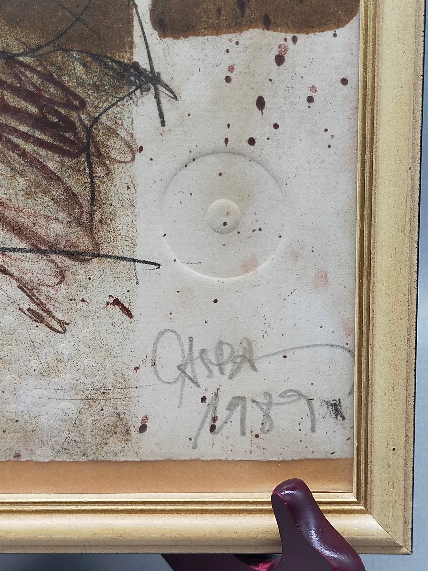 Abstrakte Kunstgrafik im Goldrahmen – Handsigniert & Limitiert (1989)